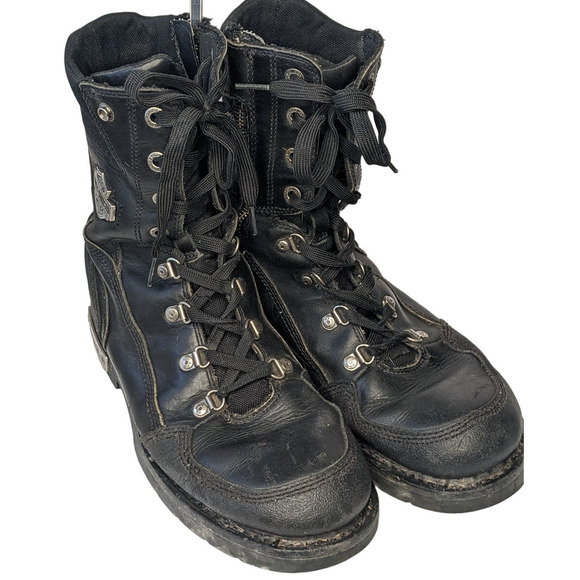 Harley Davidson Other - Harley Davidson Motor Cycles Black Leather Lace Up Boots Men's Size 9.5